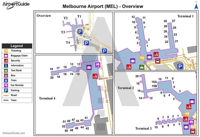 Mapa de la terminal del aeropuerto de Melbourne