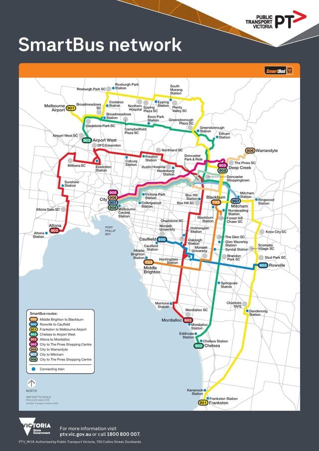 Mapa de la estación de autobuses de Melbourne