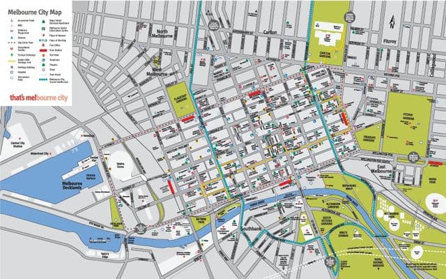 Mapa del centro de Melbourne