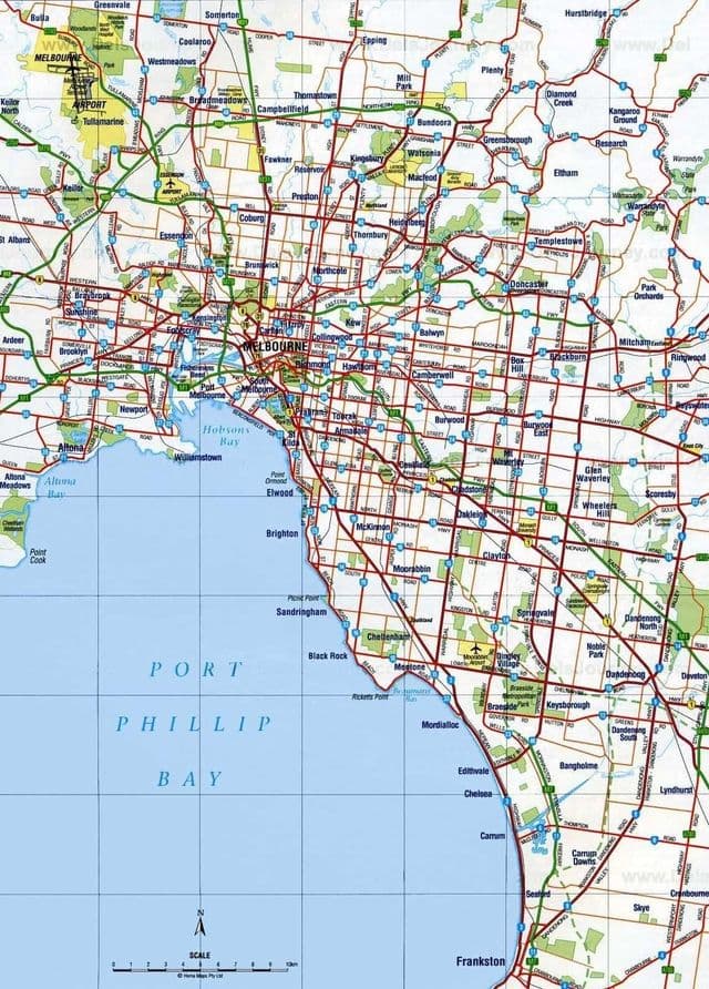 Mapa de carreteras de Melbourne