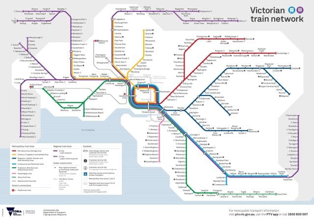 Mapa de las estaciones de tren de Melbourne