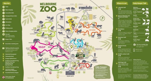 Mapa del parque zoológico de Melbourne