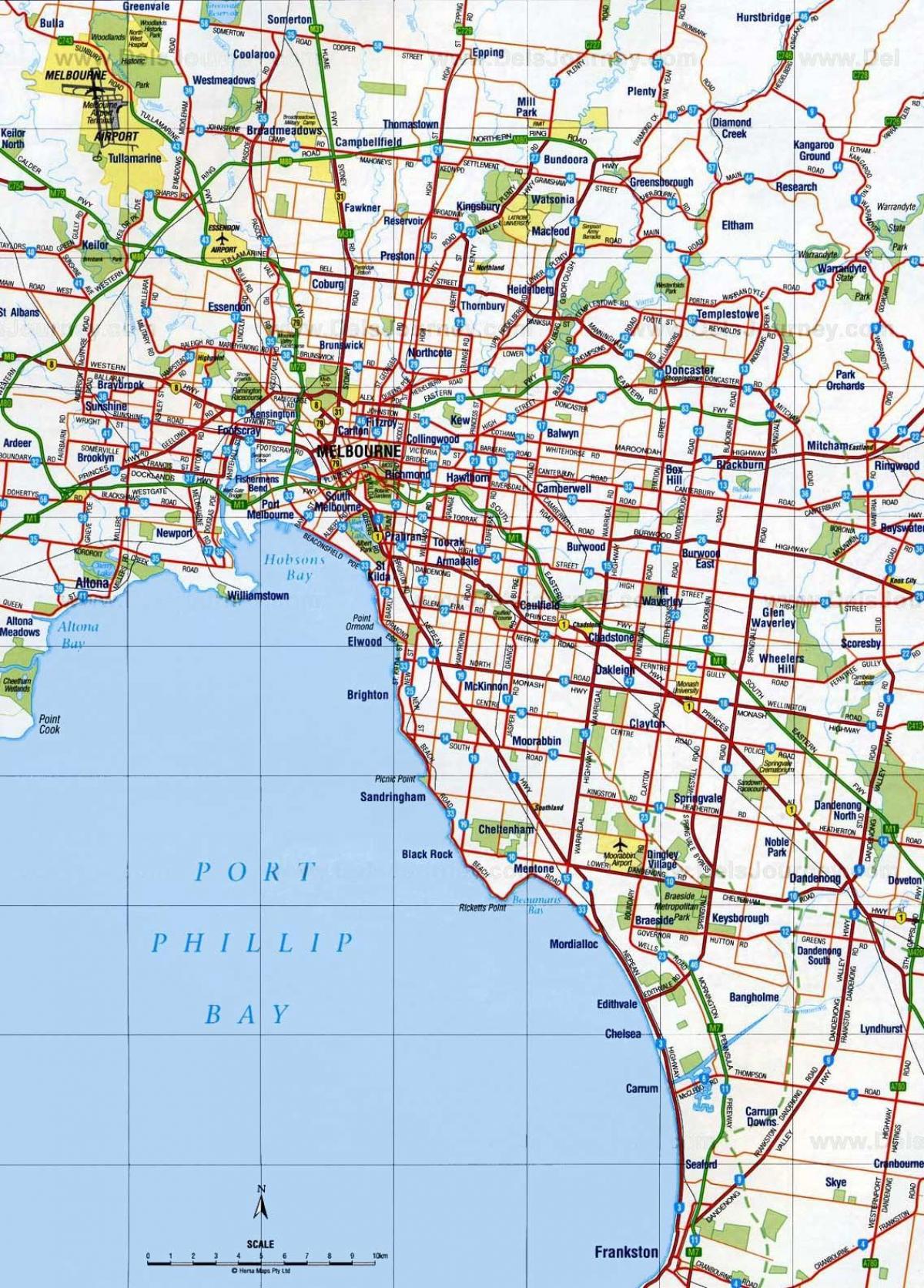 Mapa de carreteras de Melbourne