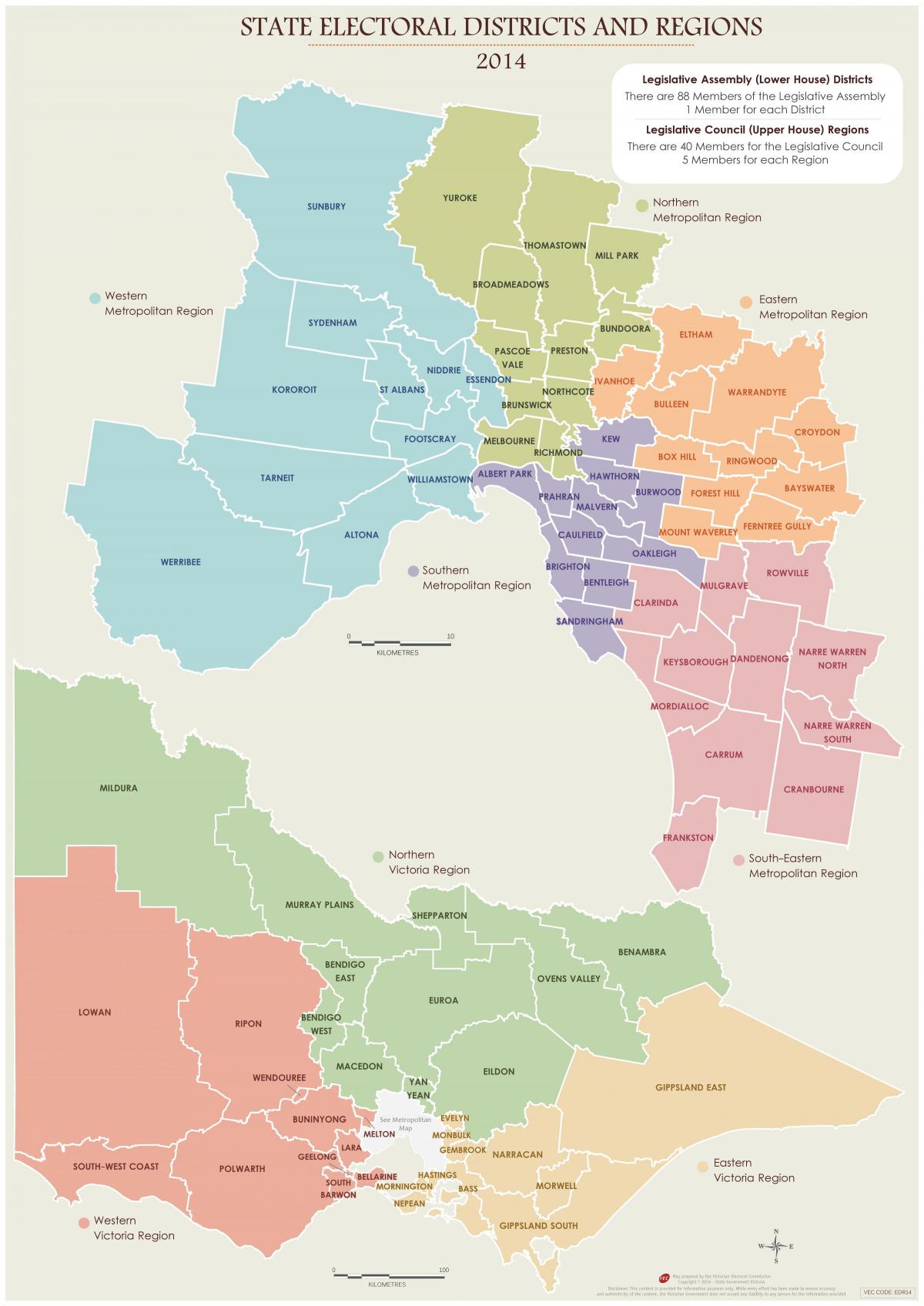 Mapa del distrito de Melbourne