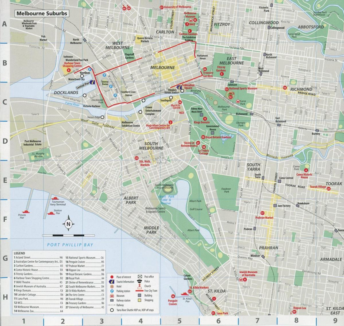 Mapa de los barrios de Melbourne